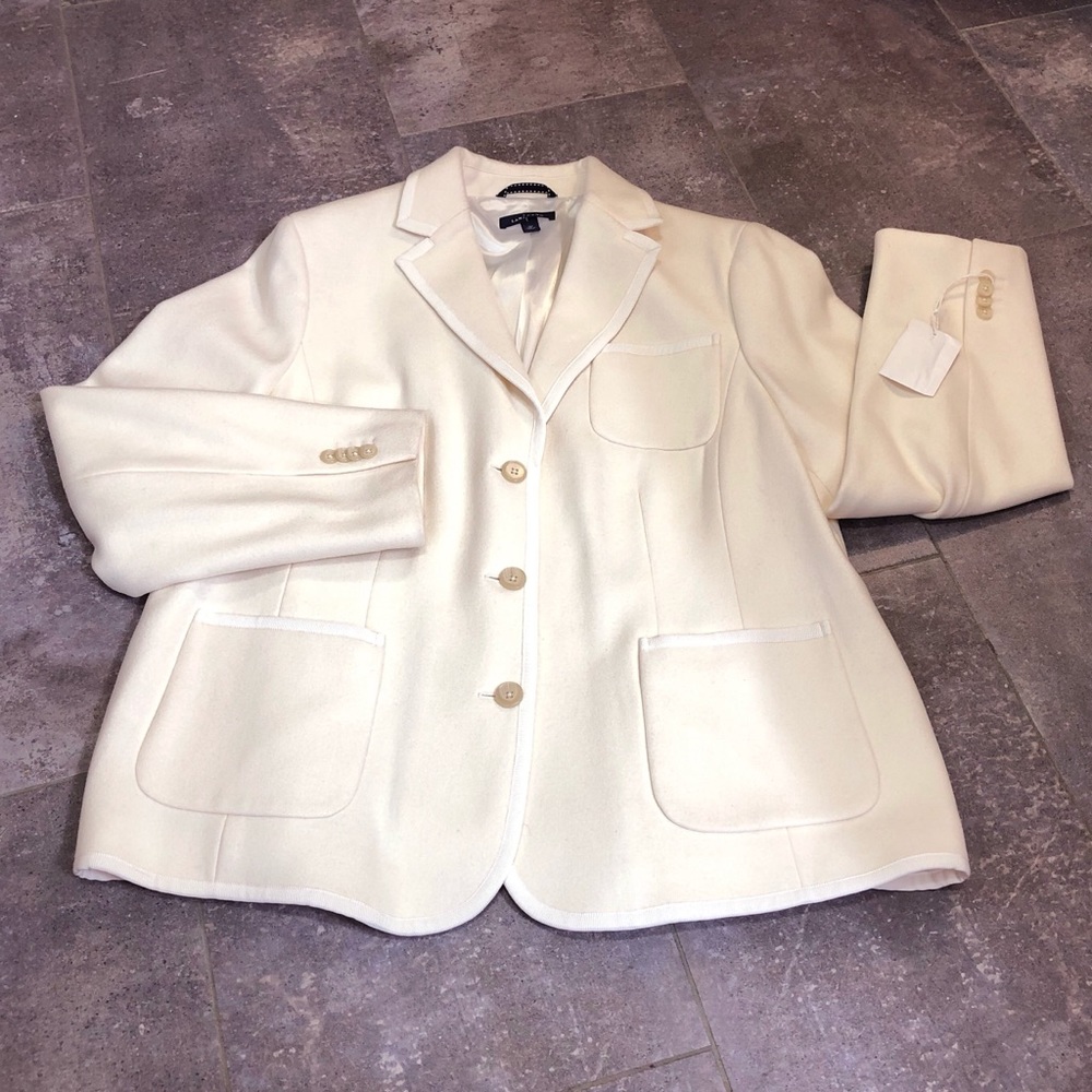 NWOT Lands End Ivory Wool Blend XL 18 Pea Coat